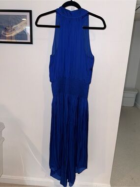 Ramy Brook Cobalt Blue High-Low Halter Maxi Dress